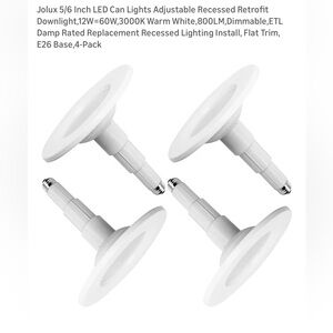 Jolux 5/6 Inch Adjustable LED Recessed Lights Dimmable Flat Trim E26 Base,4-Pack